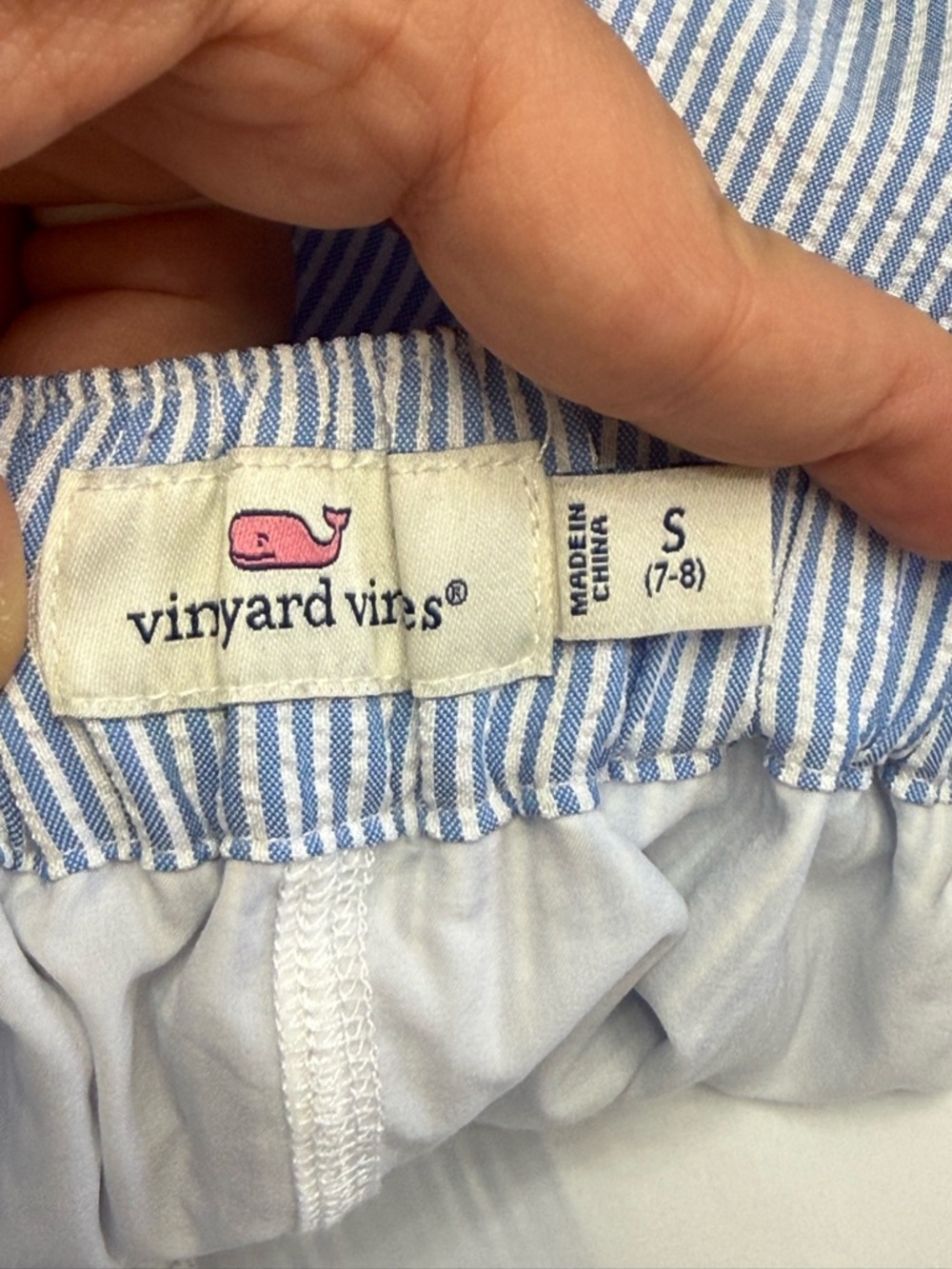 Vineyard Vines Girls Blue Stripe Scallop Hem Cotton Skirt - Picture 8 of 8